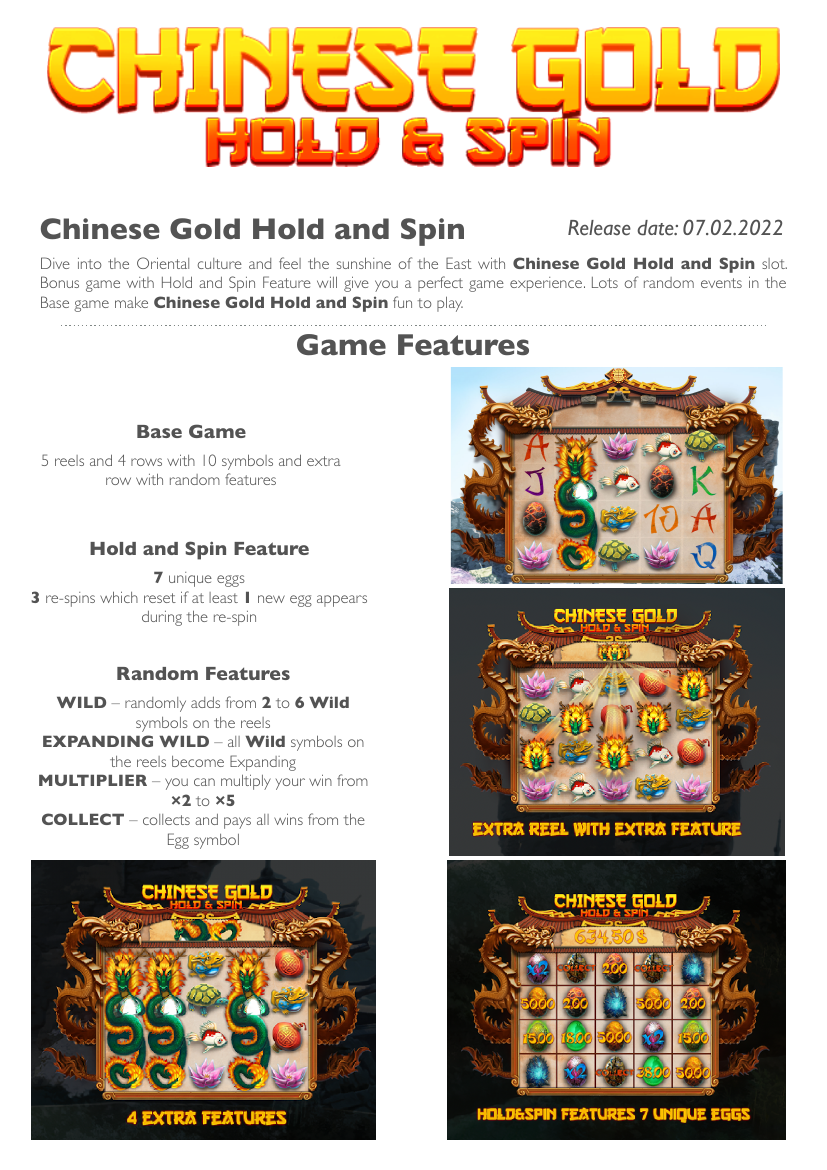 Chinese Gold Hold and Spin 官方 game sheet 遊戲畫面