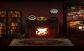 CQ9 Sherlock Holmes 官方書房壁爐背景
