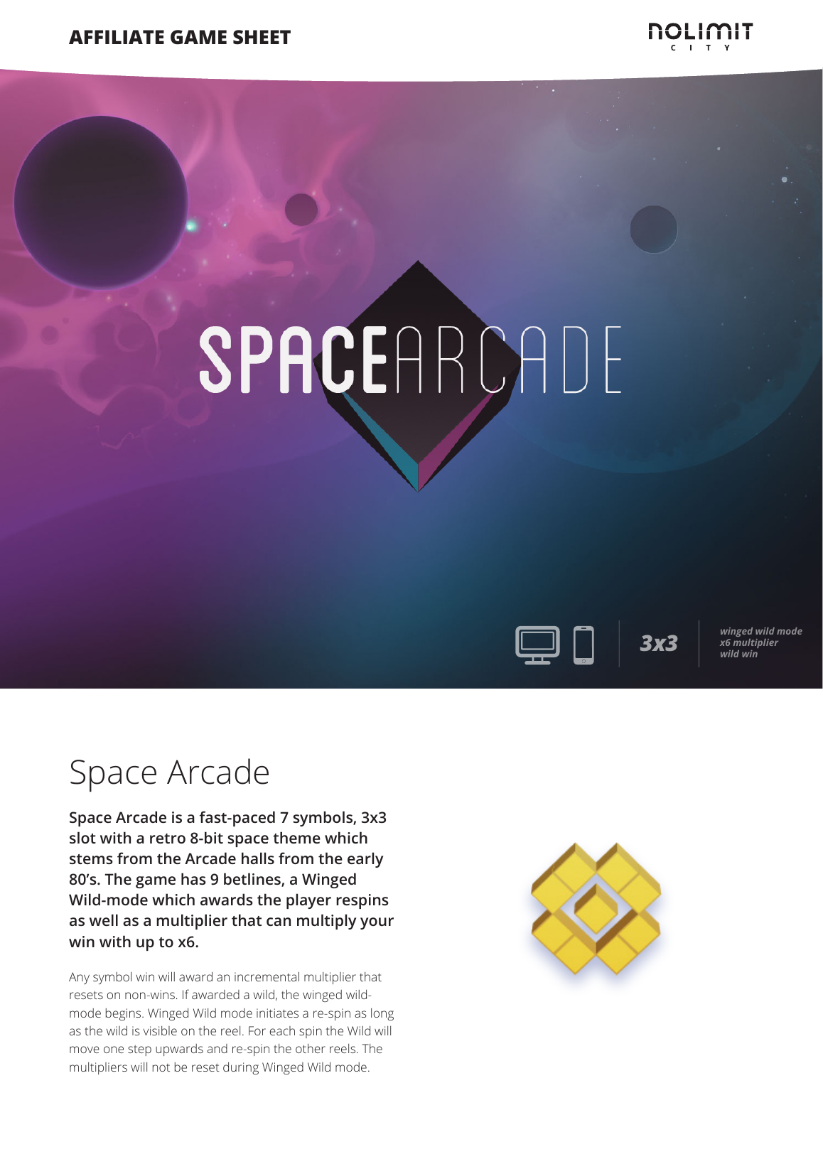Nolimit City 官方 Space Arcade 遊戲資料表首圖