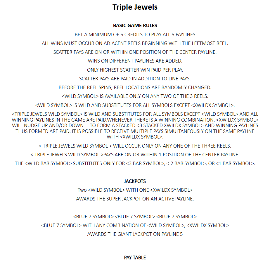 Spin Games 官方 Triple Jewels 規則畫面